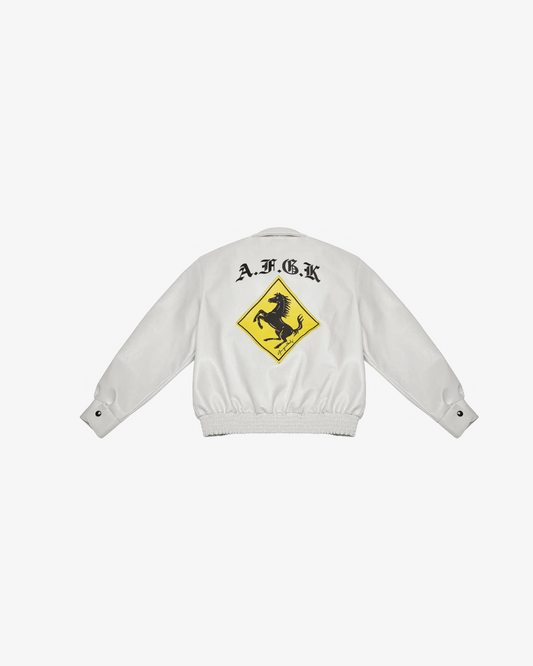 A Few Good Kids Racing Ferrari Leather jacket 'White'