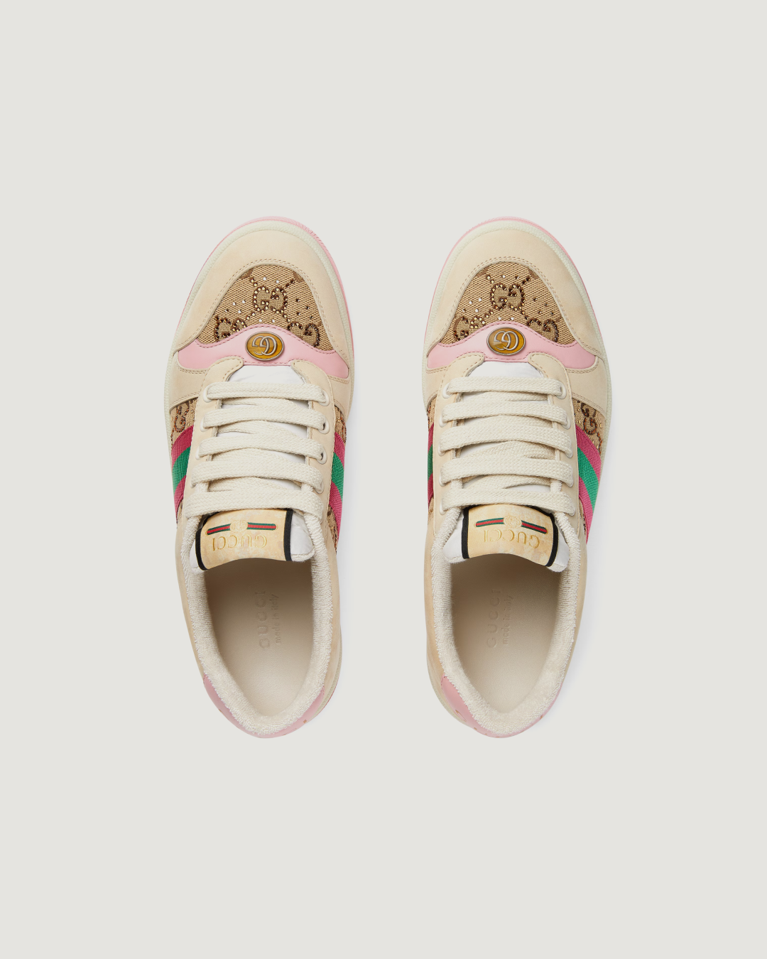 Gucci Women's Screener GG 'Pink' Sneaker with Crystals