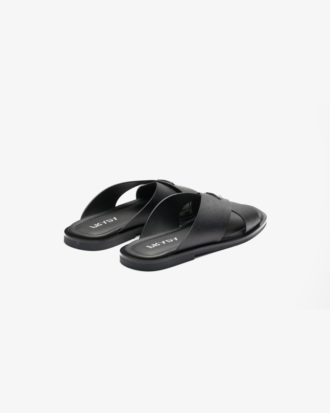 Prada Men's Black Crisscross Logo-Triangle Leather Sandals