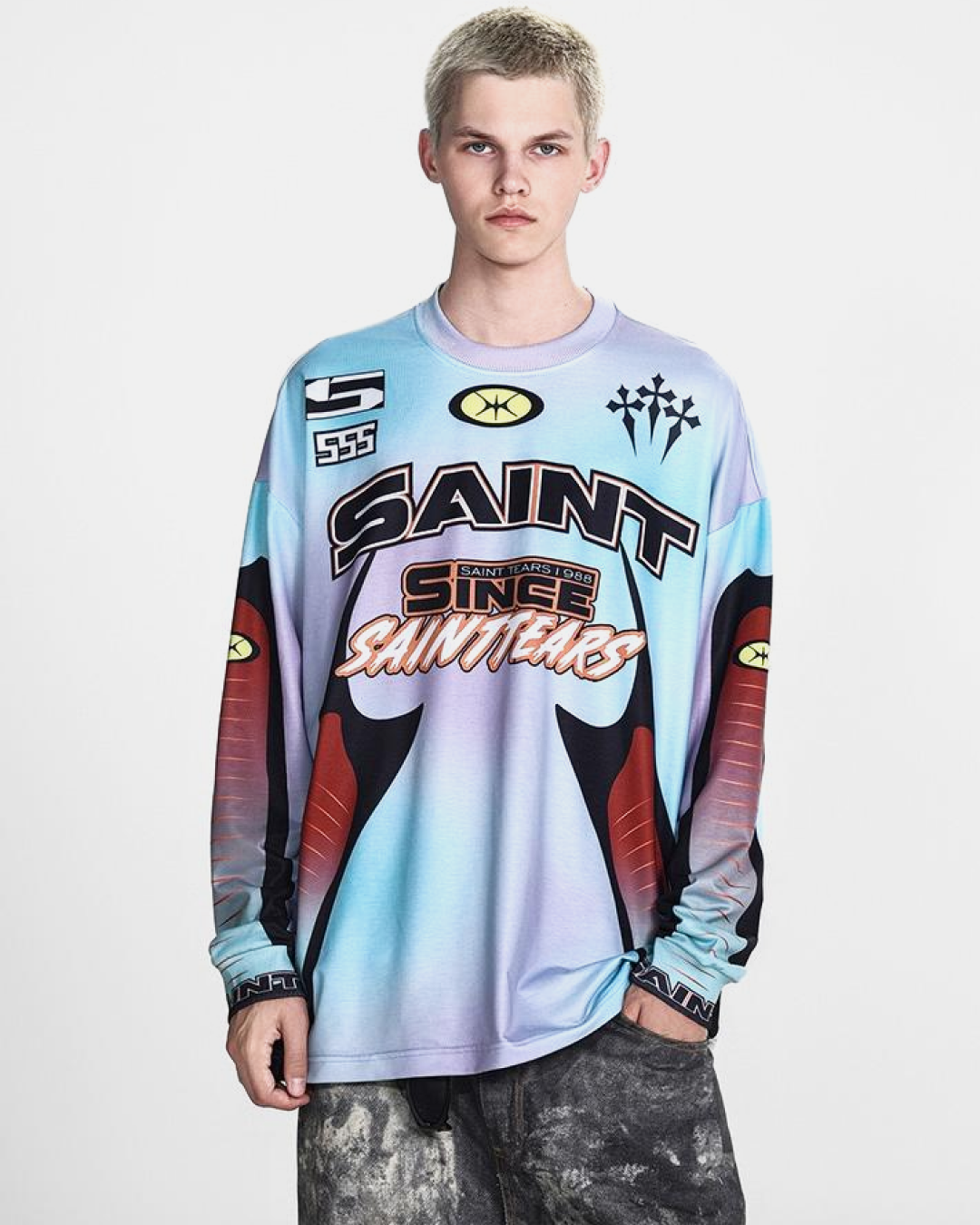 Cactus pack Saint denim tears full print longsleeve T-Shirt