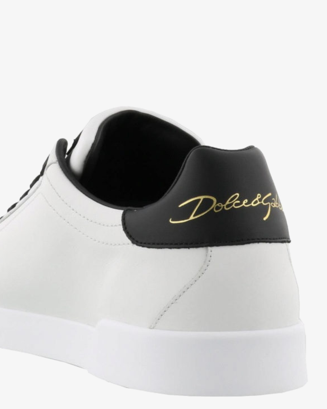 Dolce & Gabbana Crown Print Portofino Low Top Sneakers - White/Black