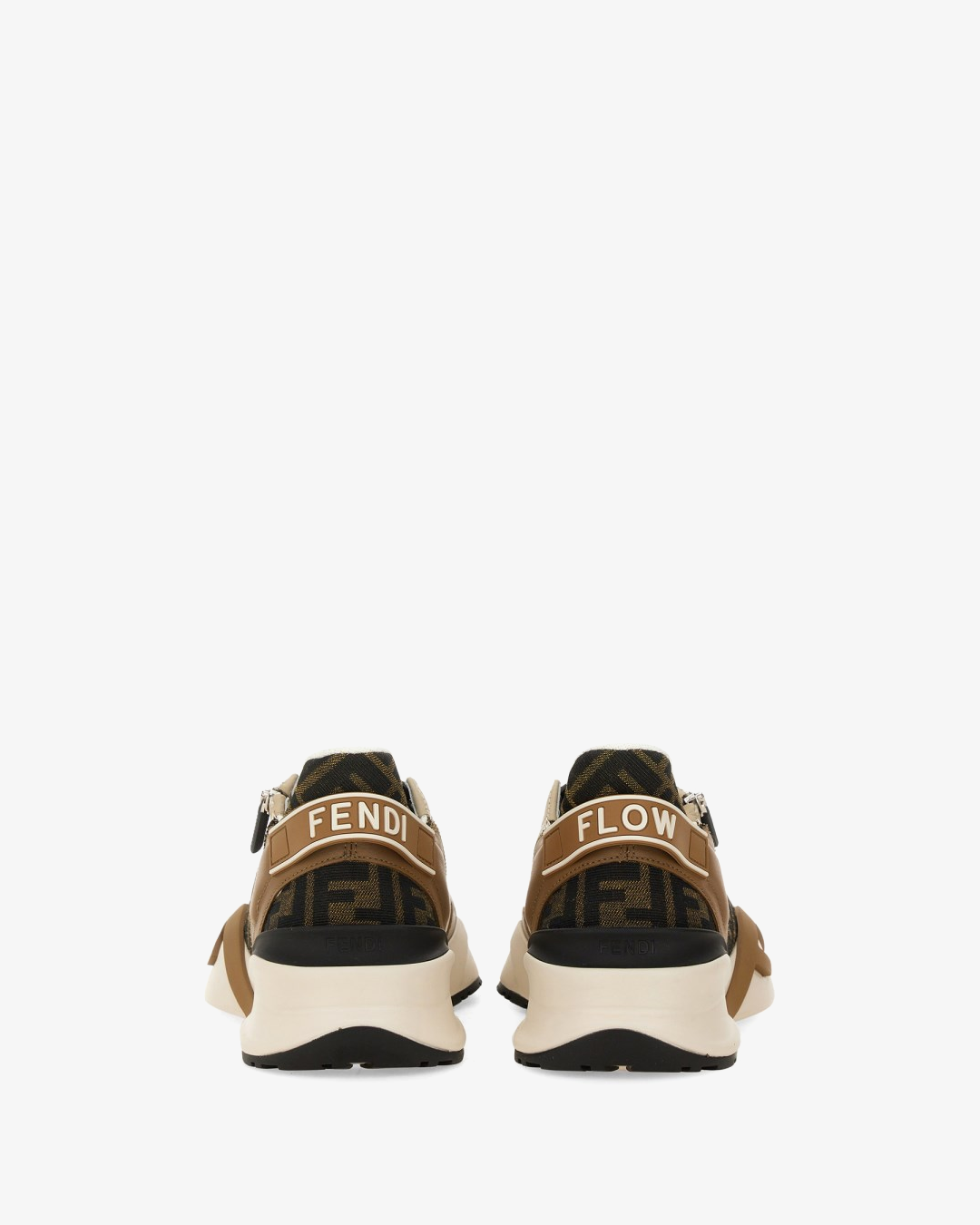 Fendi Flow Sneakers Brown Leather and Brown FF Jacquard