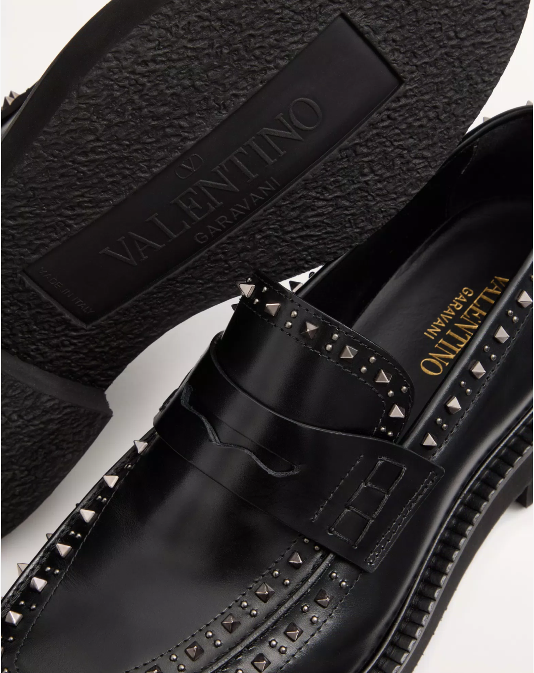 Valentino Garavani Gentleglam Calfskin Loafer Embellished with Mini Studs and Rivets