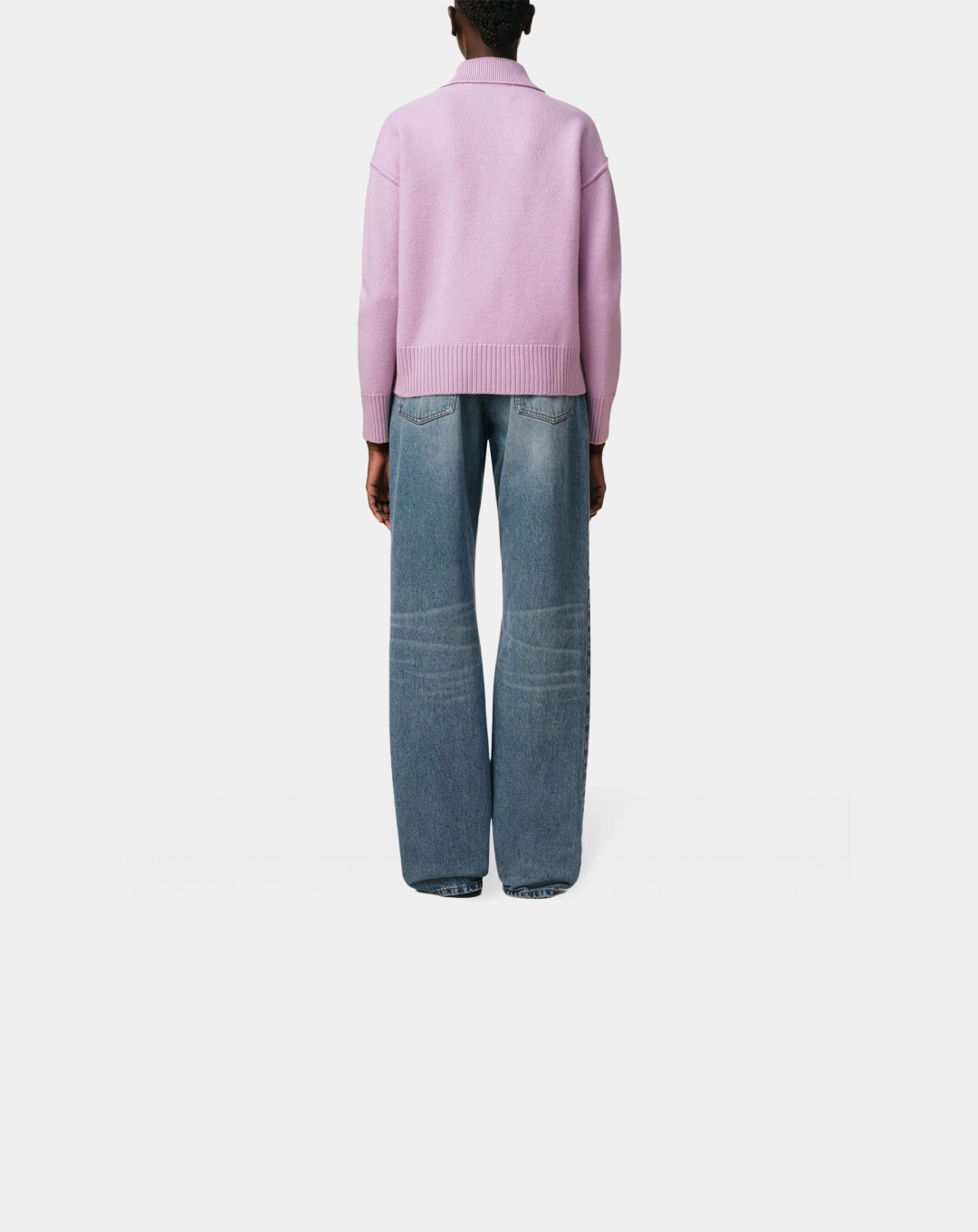 AMI Paris Knitted Cardigan in Lilac and Grey