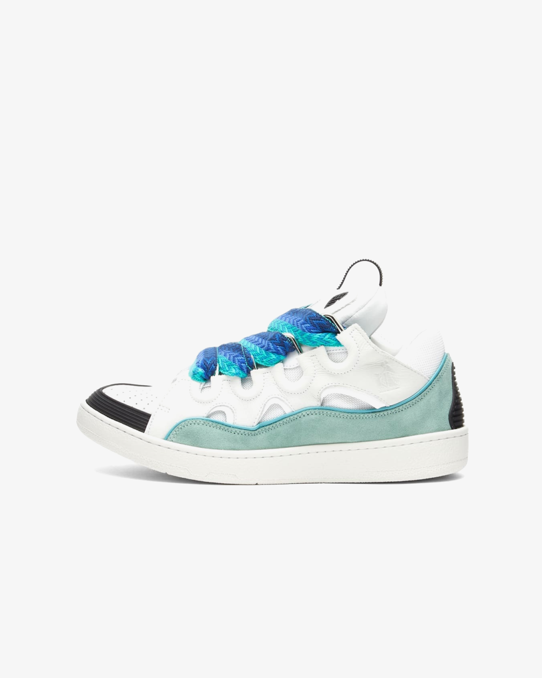 Lanvin Leather Curb 'White/Green' Suede Tennis Low-Top Sneakers