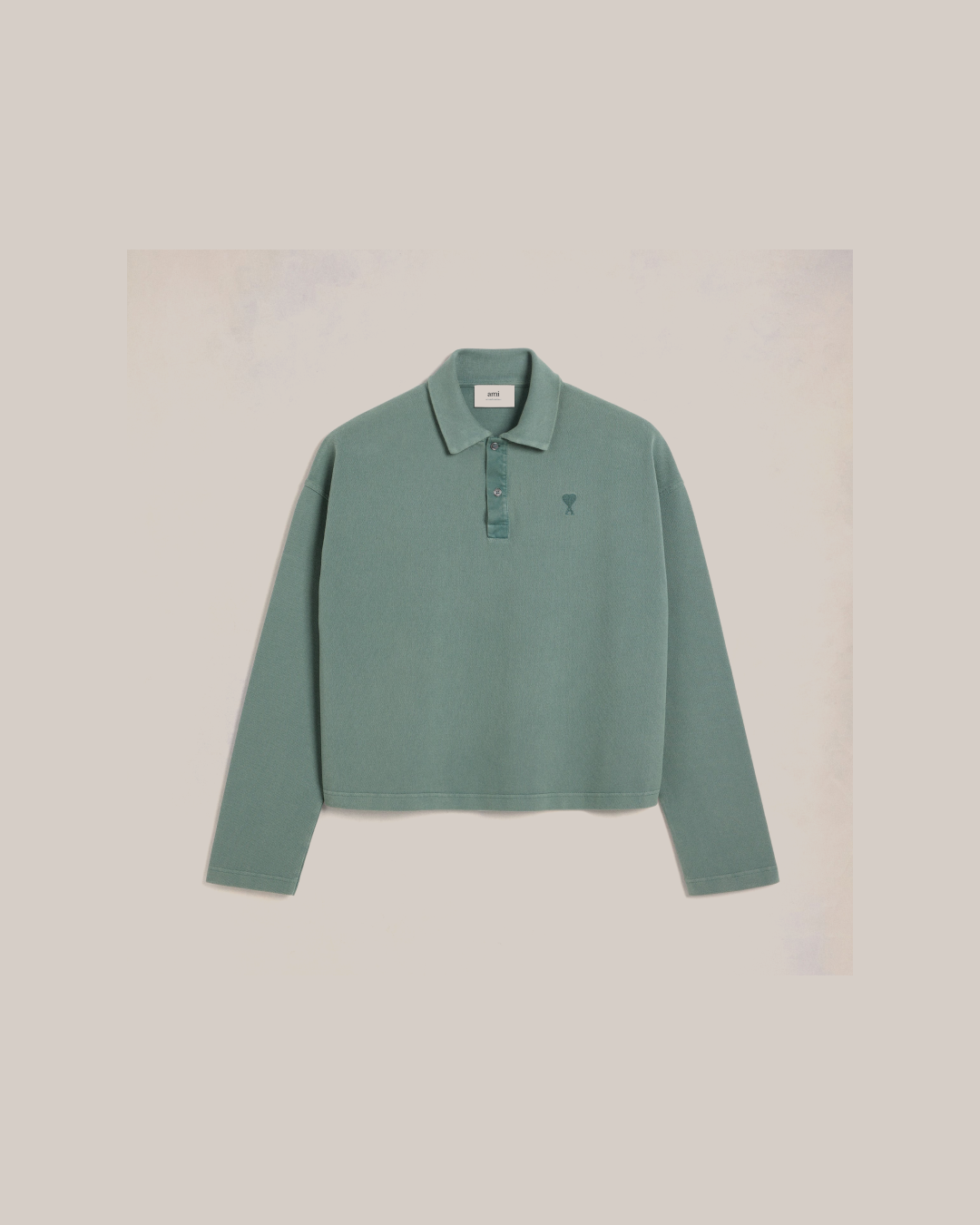 AMI Paris Ami De Coeur Long-Sleeved Polo Shirt in Two Colors