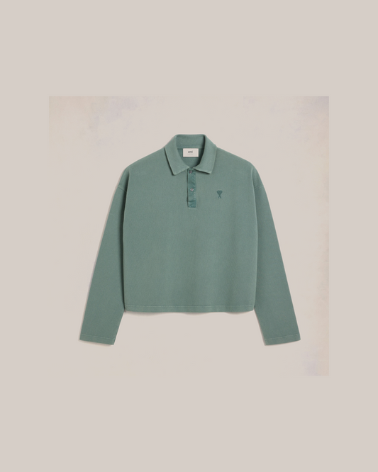 AMI Paris Ami De Coeur Long-Sleeved Polo Shirt in Two Colors
