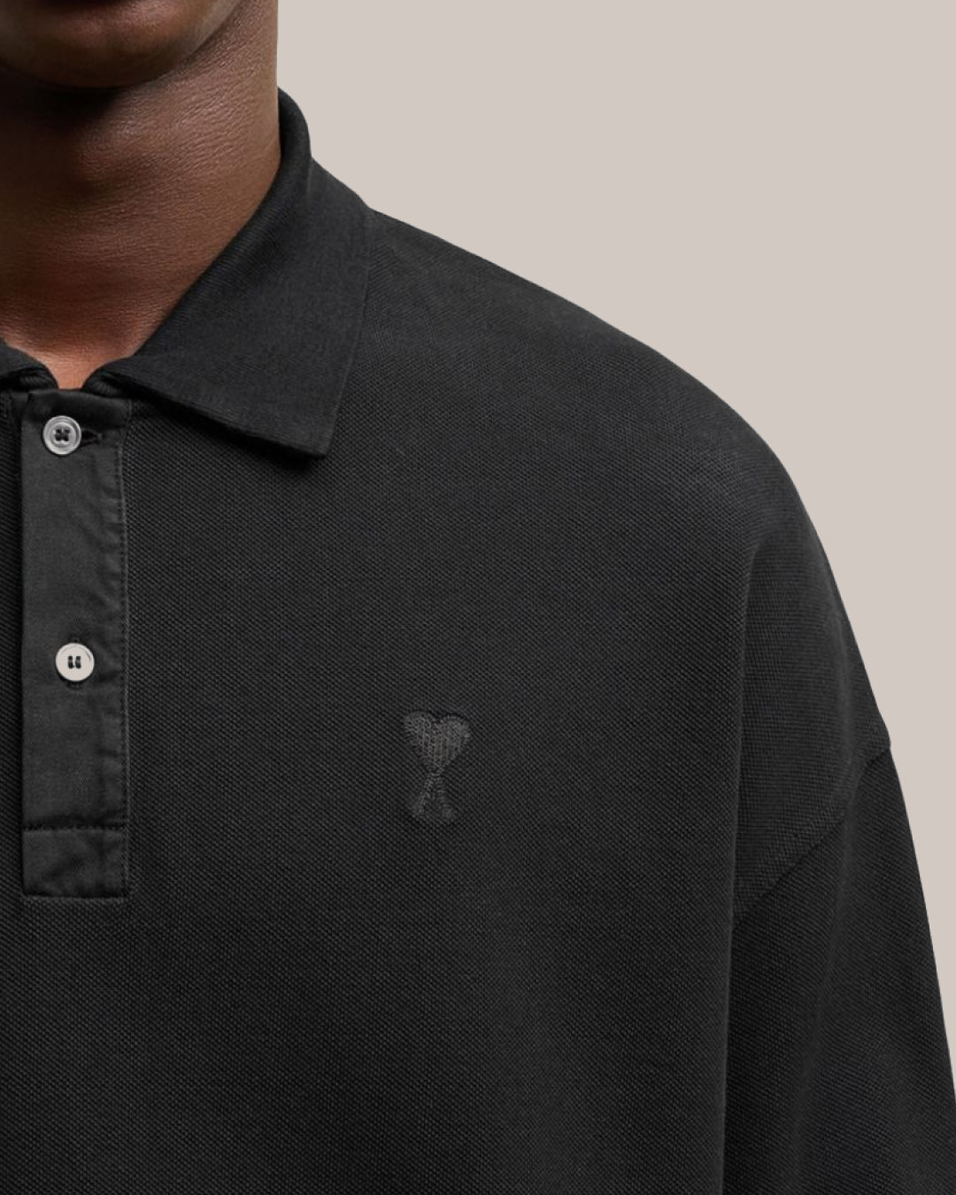 AMI Paris Ami De Coeur Long-Sleeved Polo Shirt in Two Colors