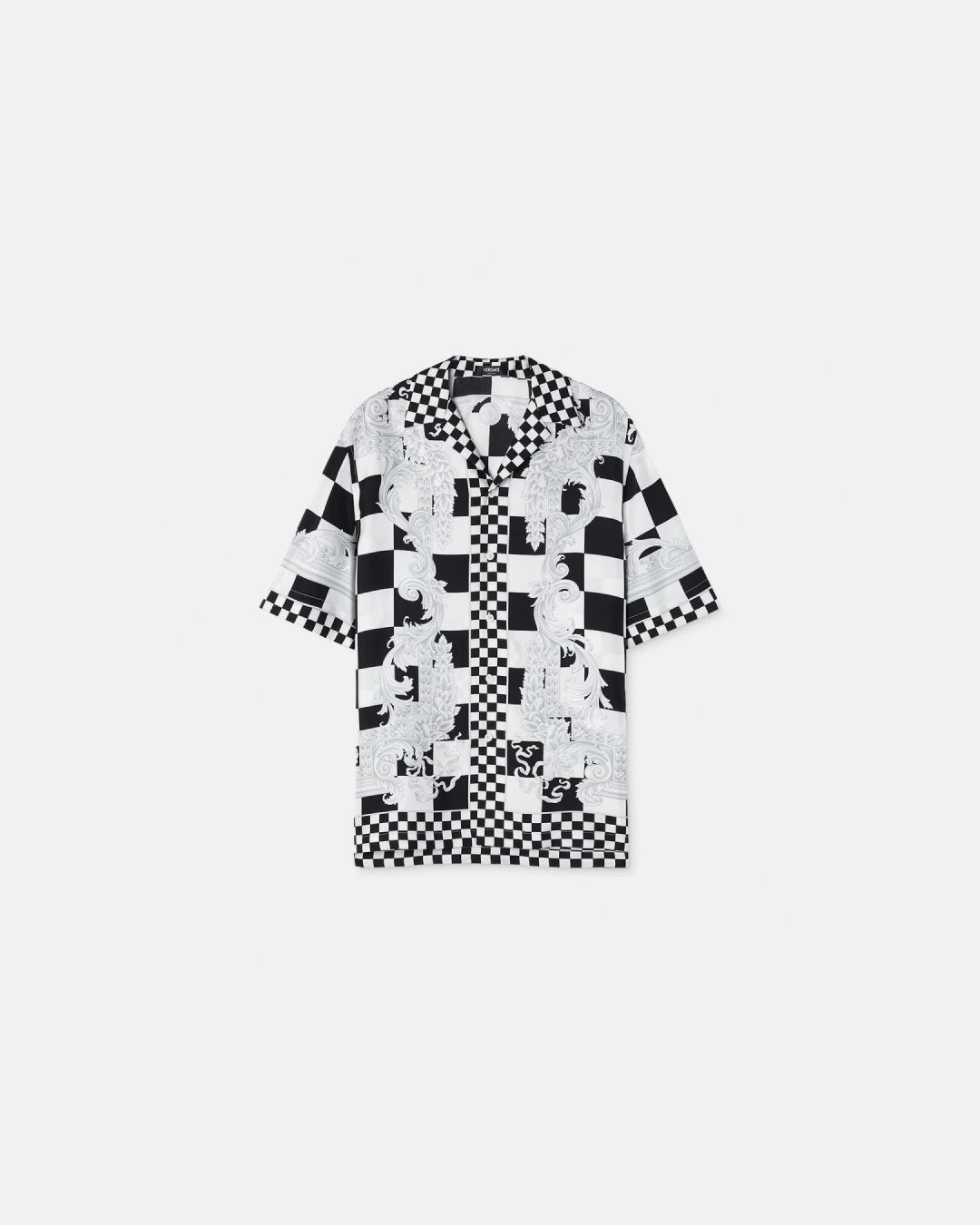 Versace Medusa Contrasto Silk Shirt in Blue and Black