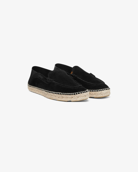 Versace Logo-Lettering Suede Espadrilles