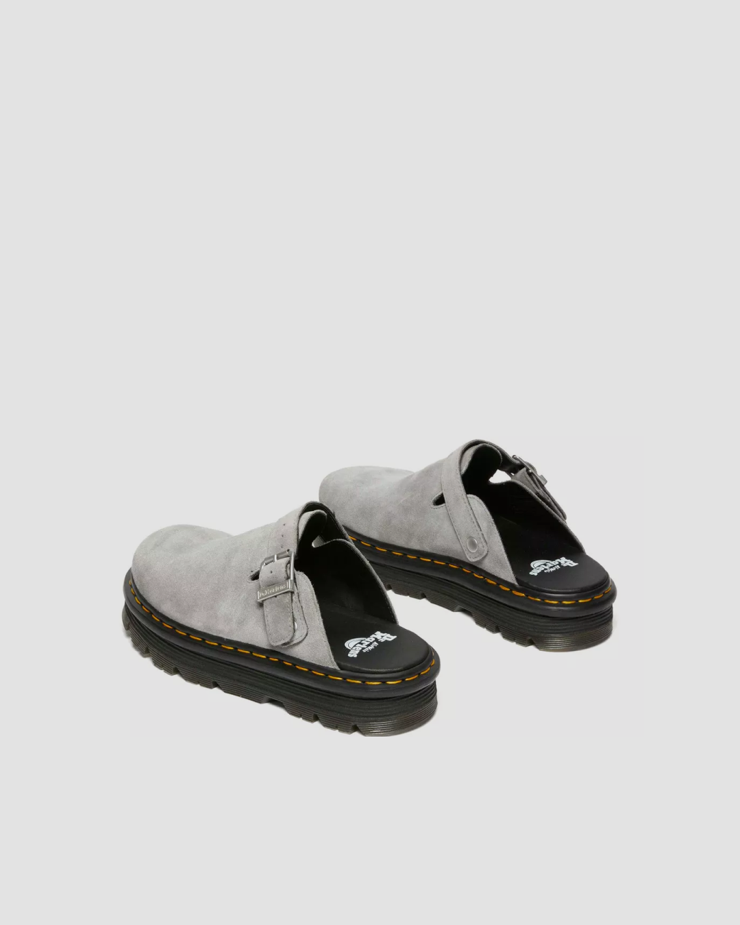Dr Martens Zebzag Suede Casual Slingback Platform Mules in Grey