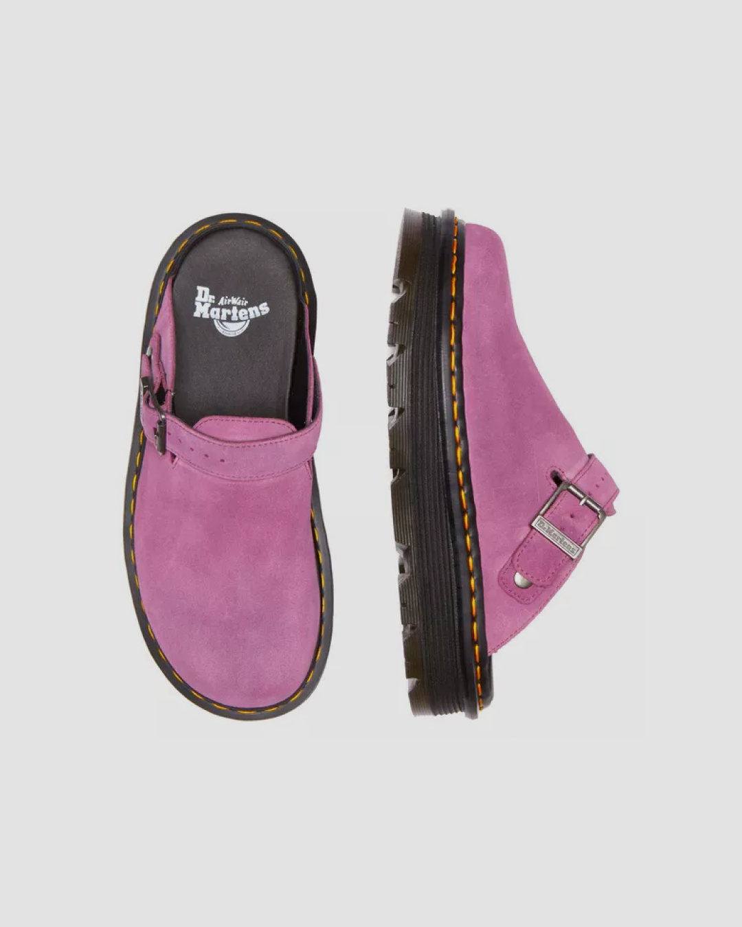 Dr Martens Zebzag Suede Casual Slingback Platform Mules in Pink