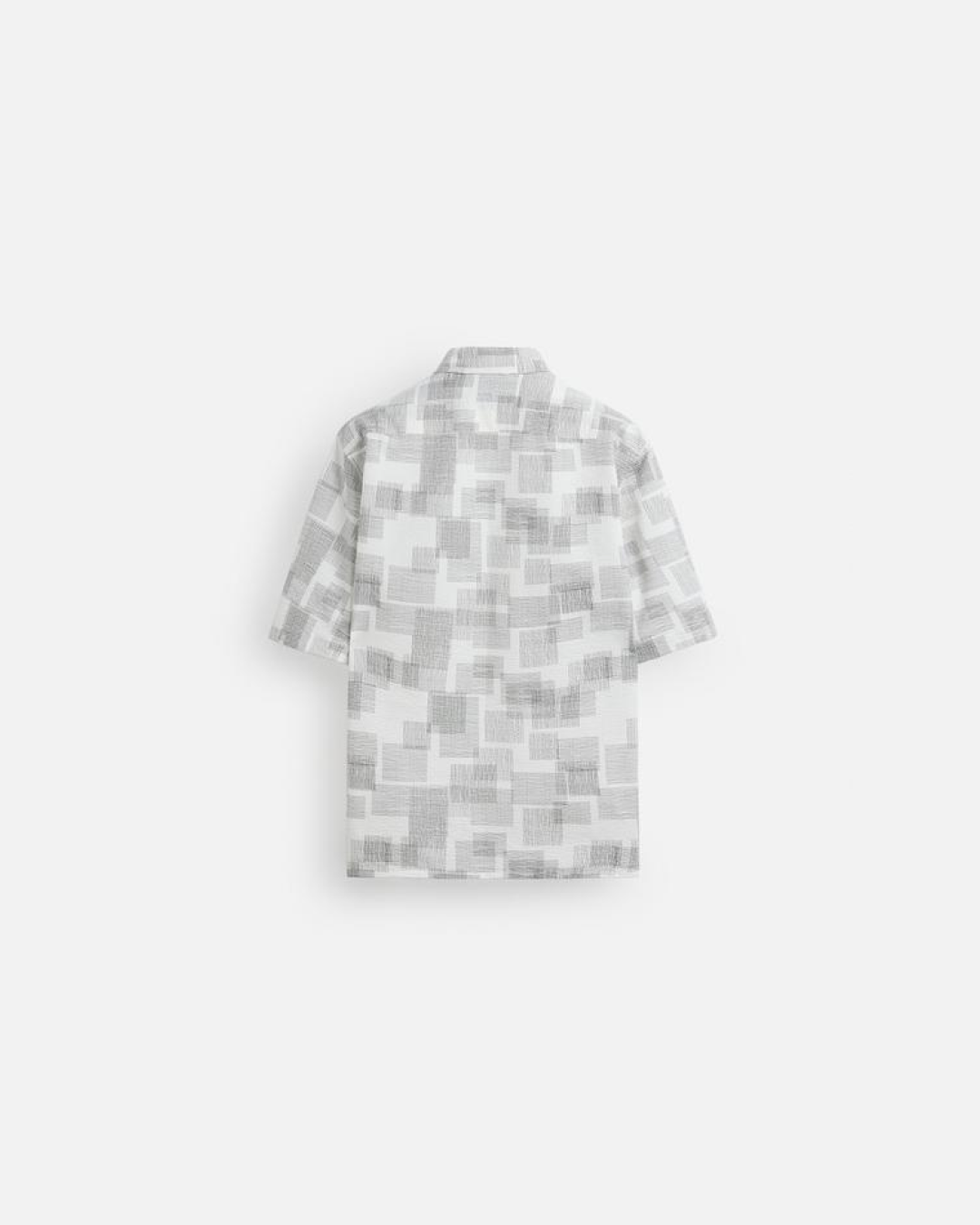 ZARA Abstract Print Seersucker Shirt in Black and White
