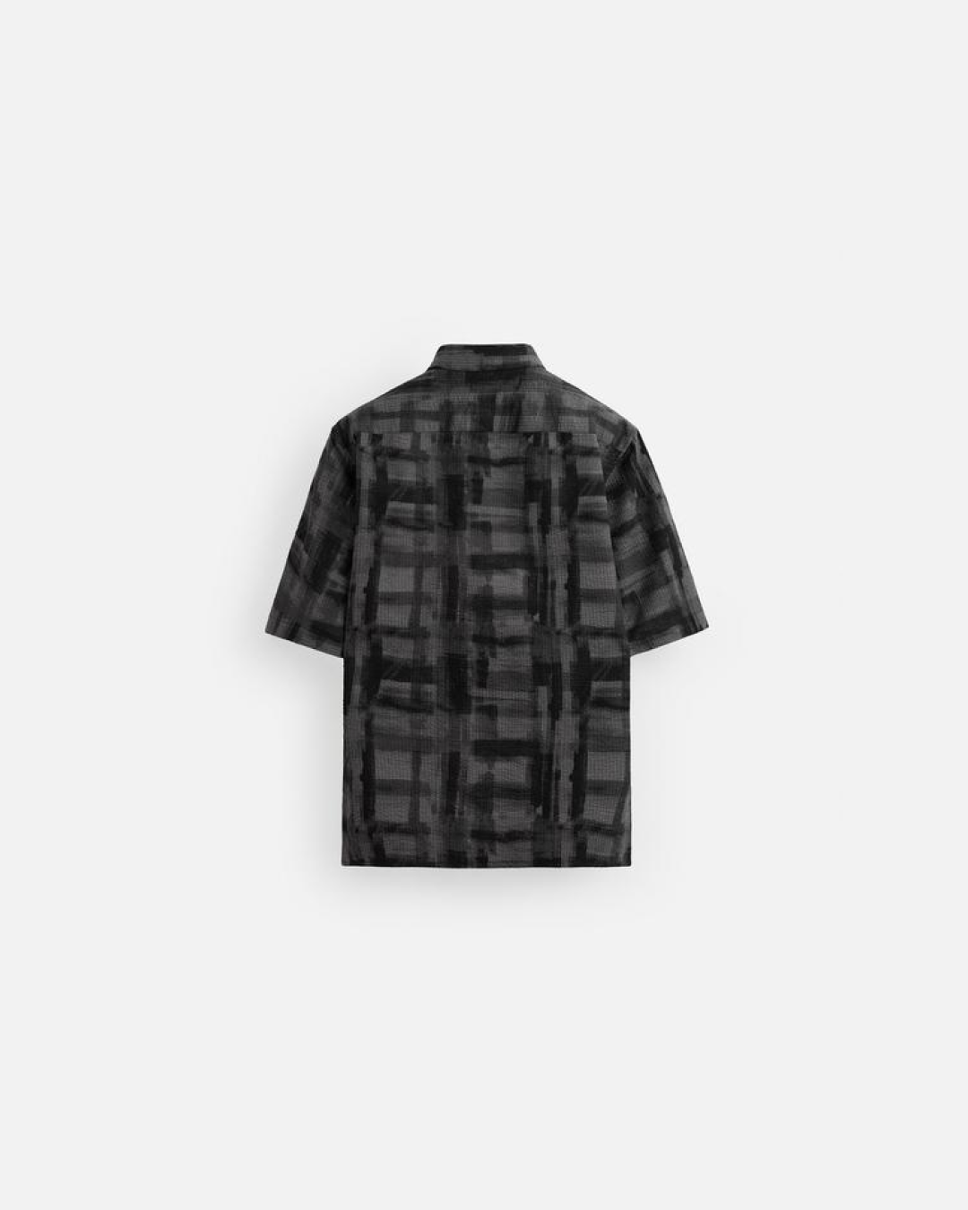 ZARA Abstract Print Seersucker Shirt in Black and White