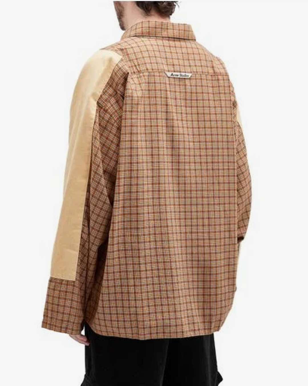 Acne Studios Sampa Dry Flannel Check Shirt in Cinnamon Brown and Teal Blue