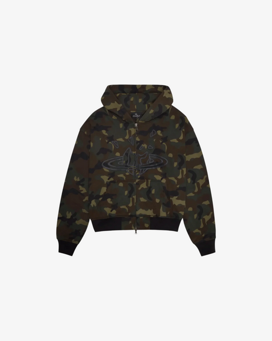 BROKEN PLANET CAMO ZIP UP HOODIE