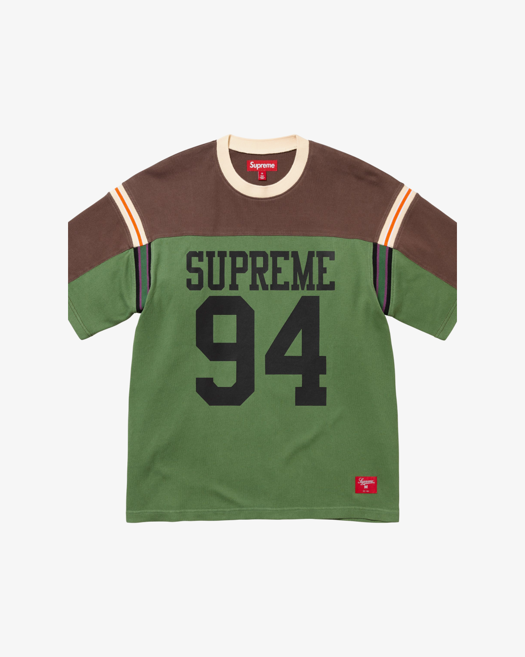 SUPREME SPLIT S/S FOOTBALL TOP IN BROWN AND BLACK