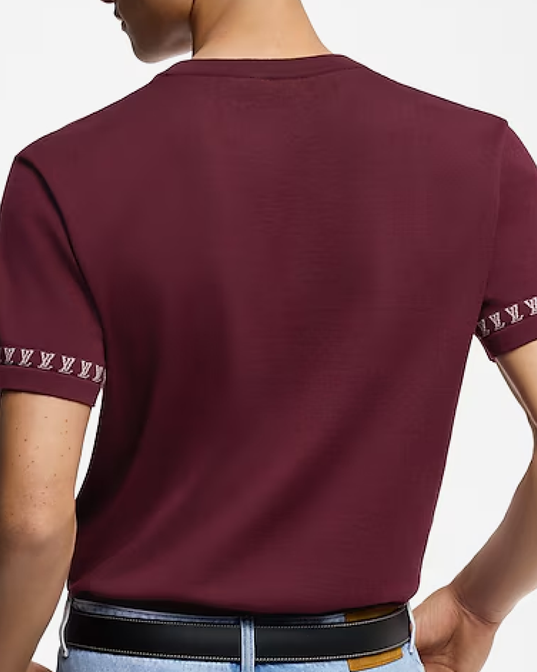 Louis Vuitton Signature Short-Sleeved Cotton Crewneck Burgundy Top