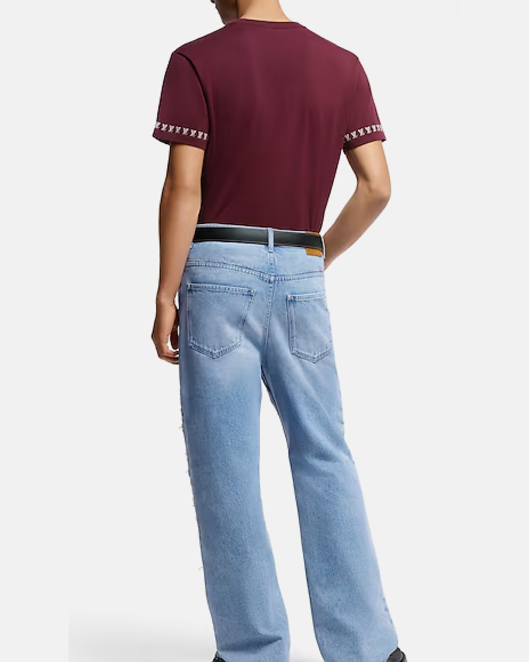 Louis Vuitton Signature Short-Sleeved Cotton Crewneck Burgundy Top