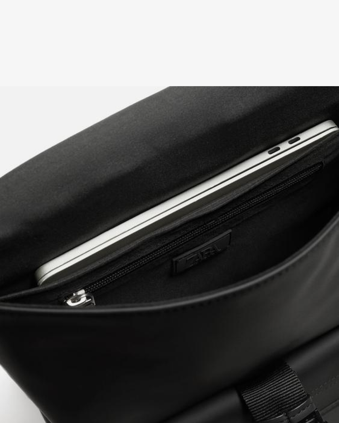 ZARA RUBBERIZED FLAP BACKPACK