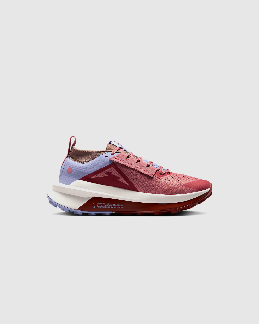 Nike Zegama 2 Trail Running Shoe in Red Stardust/Mars Stone/Lilac Ice/Alabaster