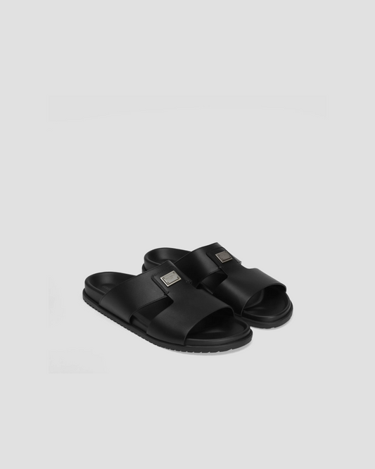 Dolce and Gabbana Calfskin Sandal In Black