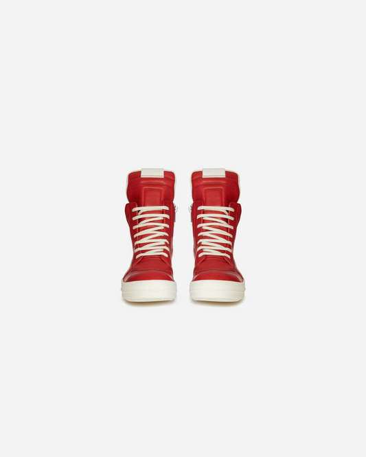 Rick Owen Lido Geobasket High 'Cardinal Red' Milk Sneakers