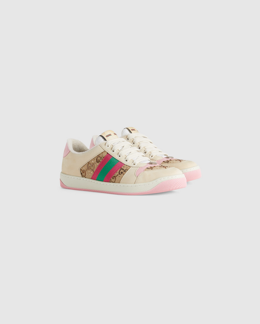 Gucci Women's Screener GG 'Pink' Sneaker with Crystals