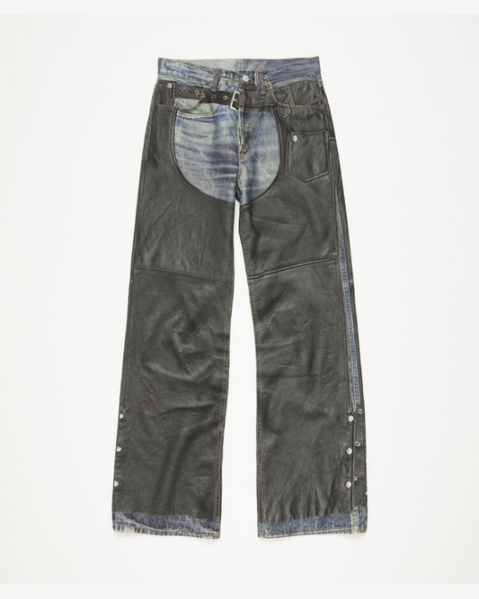 Acne Studios Leather Chaps Printed Jeans