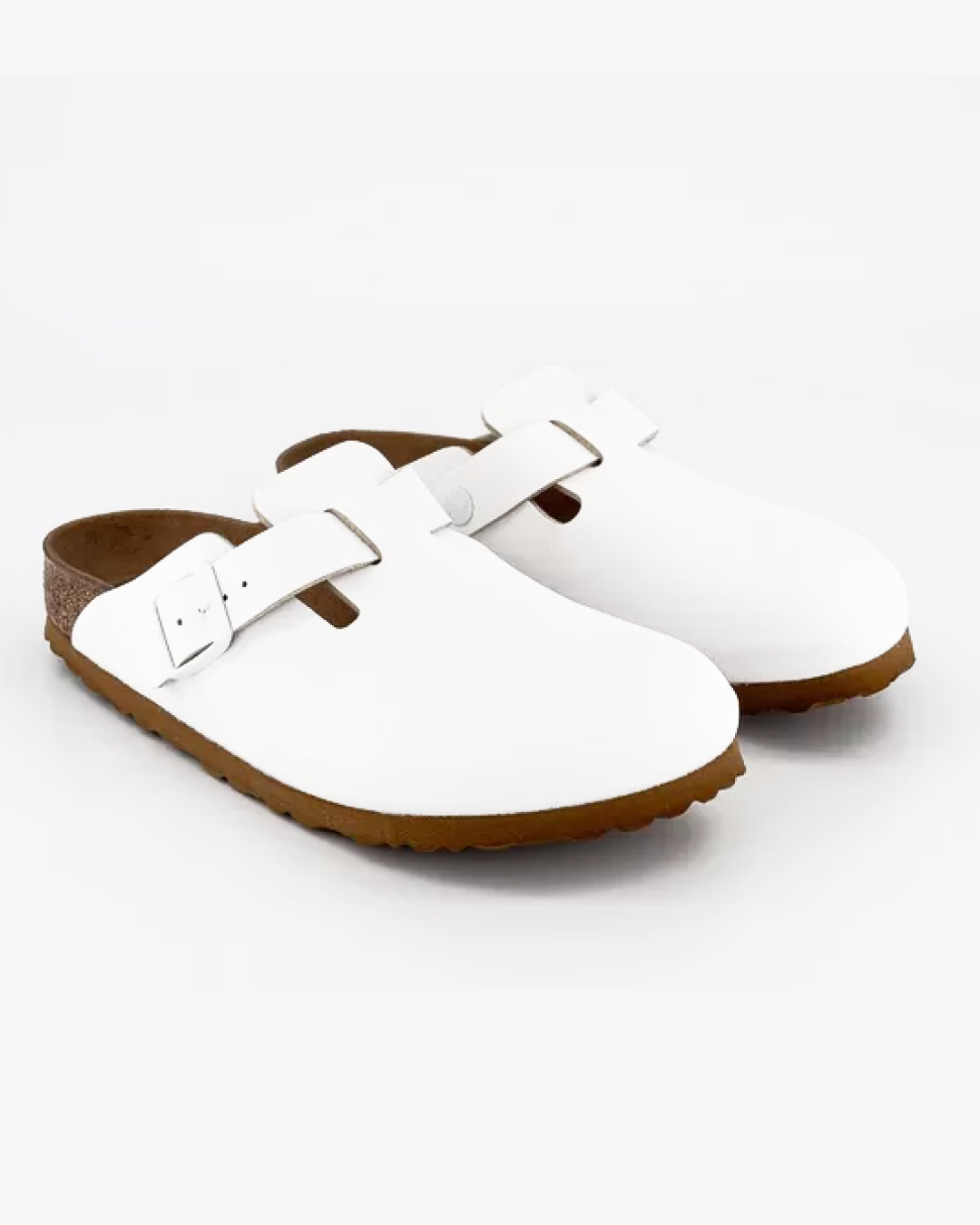 Birkenstock Boston Leather "White" Slippers