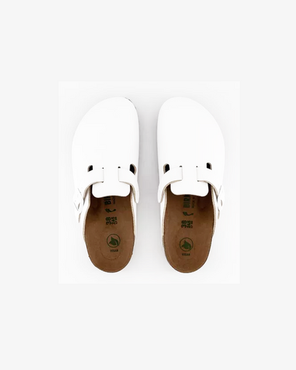 Birkenstock Boston Leather "White" Slippers