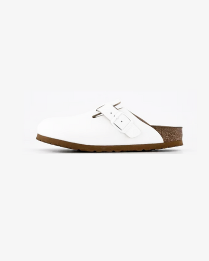 Birkenstock Boston Leather "White" Slippers