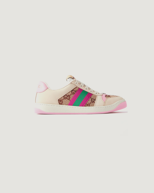 Gucci Women's Screener GG 'Pink' Sneaker with Crystals