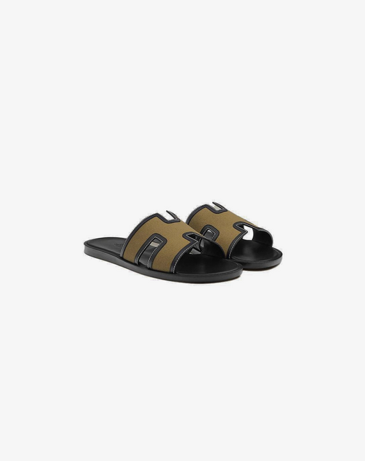 Original Hermes Izmir Kaki/Noir Sandal.