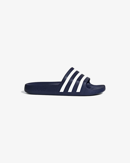 Adidas Adilette Aqua Slides In Dark Blue And Cloud White