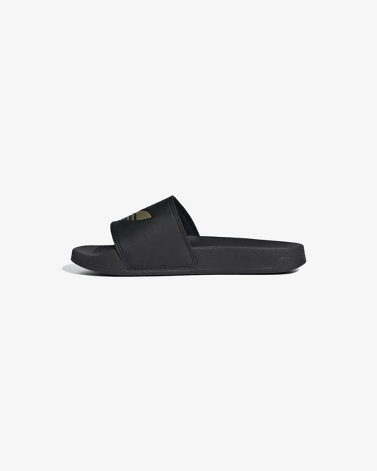 Adidas Adilette Lite Slides In Core Black And Matte Gold