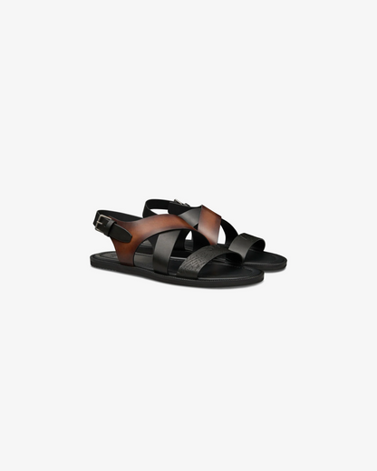 Berluti Sifnos Scritto Leather Sandal