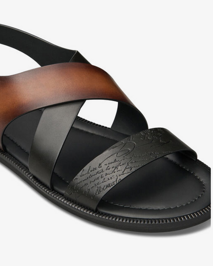 Berluti Sifnos Scritto Leather Sandal