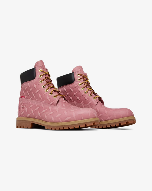 Supreme x 6 Inch Premium Waterproof Boot 'Embossed Diamond Plate - Pink'