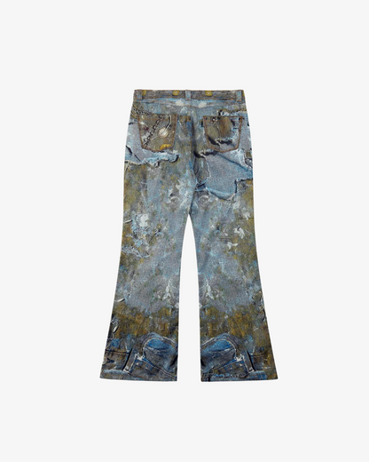 Thesupermade Graffiti BORO Destruction Chain Jeans