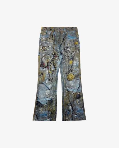 Thesupermade Graffiti BORO Destruction Chain Jeans