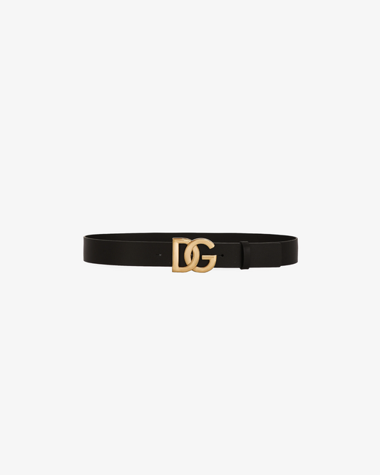 D&G Leather Belt with Crossover DG Logo Buckle.