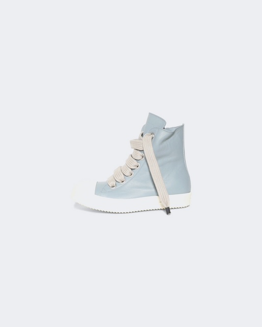 Rick Owens Jumbo Laced High Top Sneakers in Pale Blue and Milk