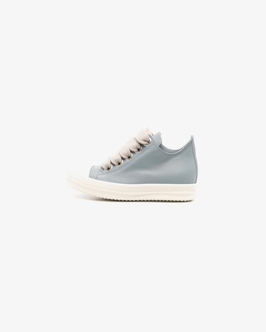 Rick Owens Jumbo Laced Low Top Sneakers in Pale Blue and Milk