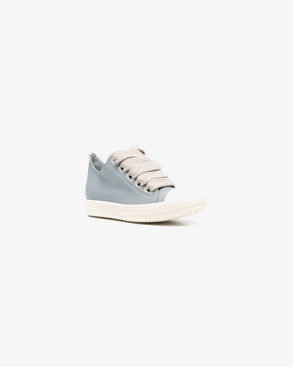 Rick Owens Jumbo Laced Low Top Sneakers in Pale Blue and Milk