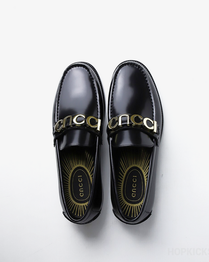 Gucci Men's Black Cara Logo Snaffle Loafers