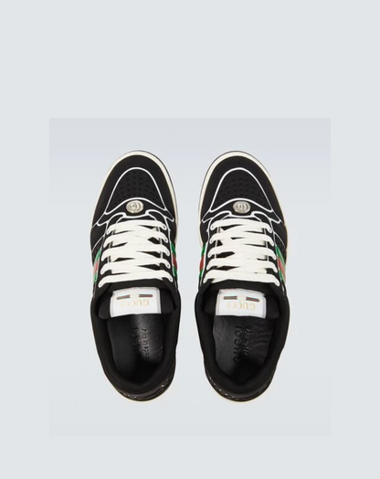 Gucci Men's Black Screener Trainer With Web