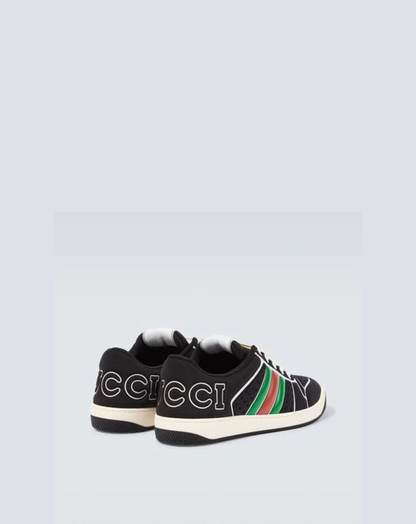 Gucci Men's Black Screener Trainer With Web