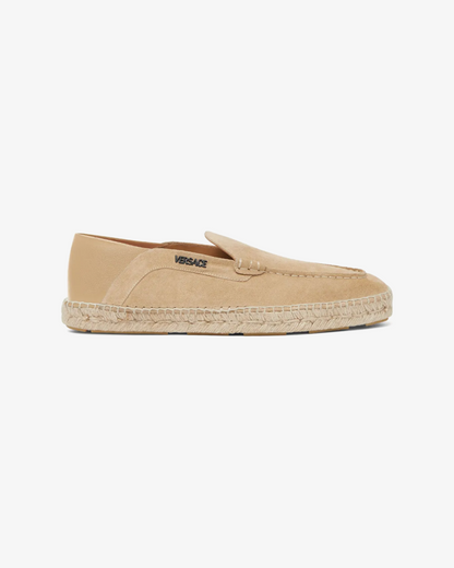 Versace Logo-Lettering Suede Espadrilles