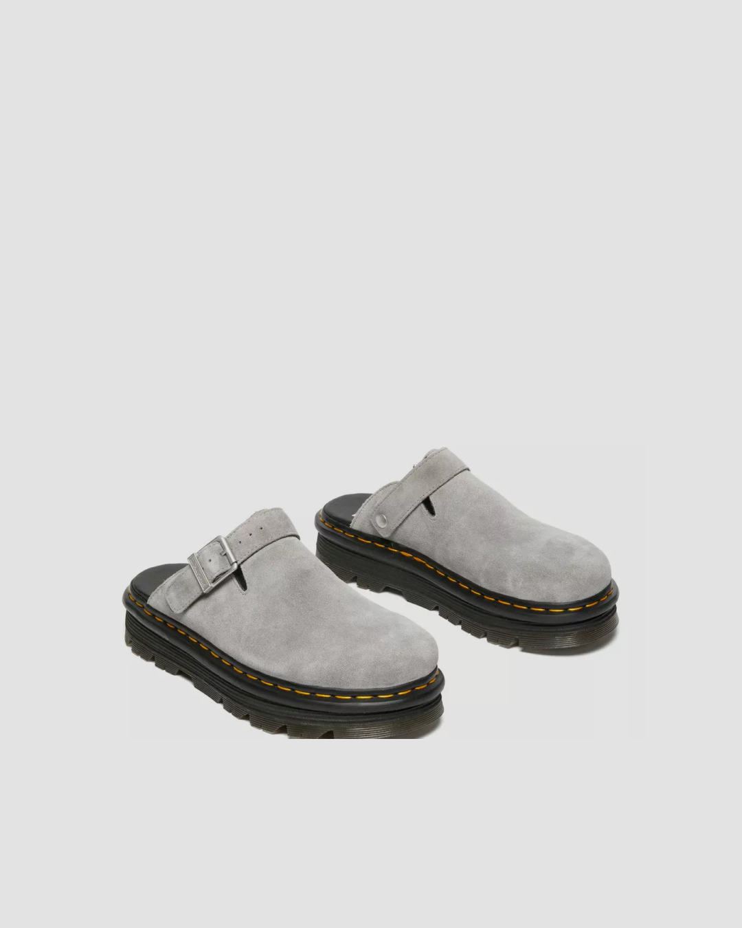 Dr Martens Zebzag Suede Casual Slingback Platform Mules in Grey